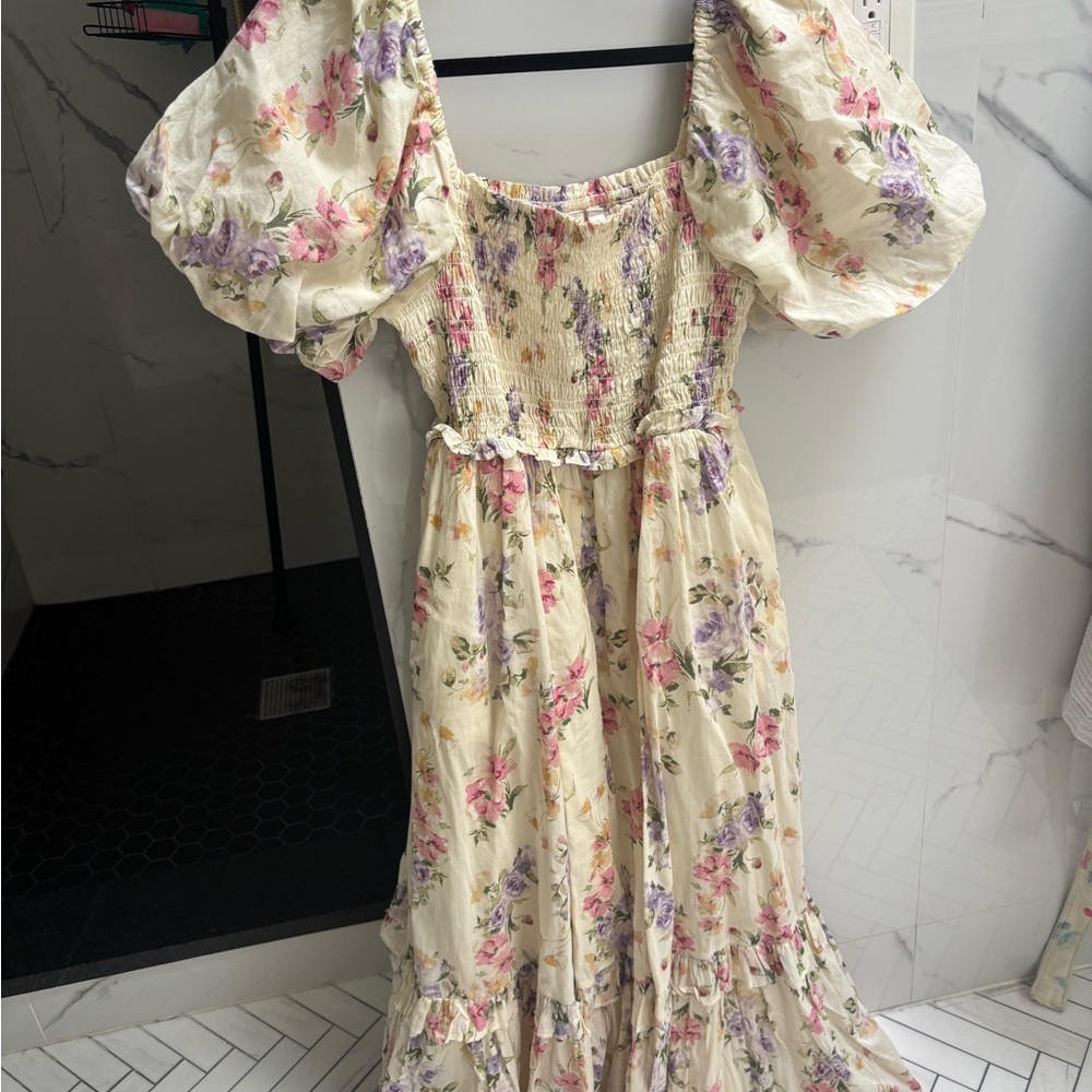 LoveShackFancy X GAP Cream Floral Maxi Dress
